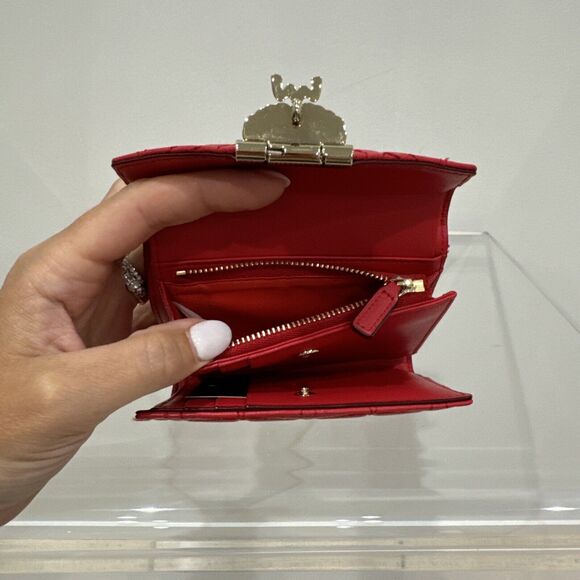 *Authentic* MCM Small Tri Fold Wallet in Red w/Gold HW in Excellent Condition - Picture 9 of 12